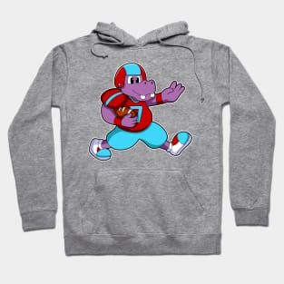 Hippo at Sports with Football & Helmet Hoodie